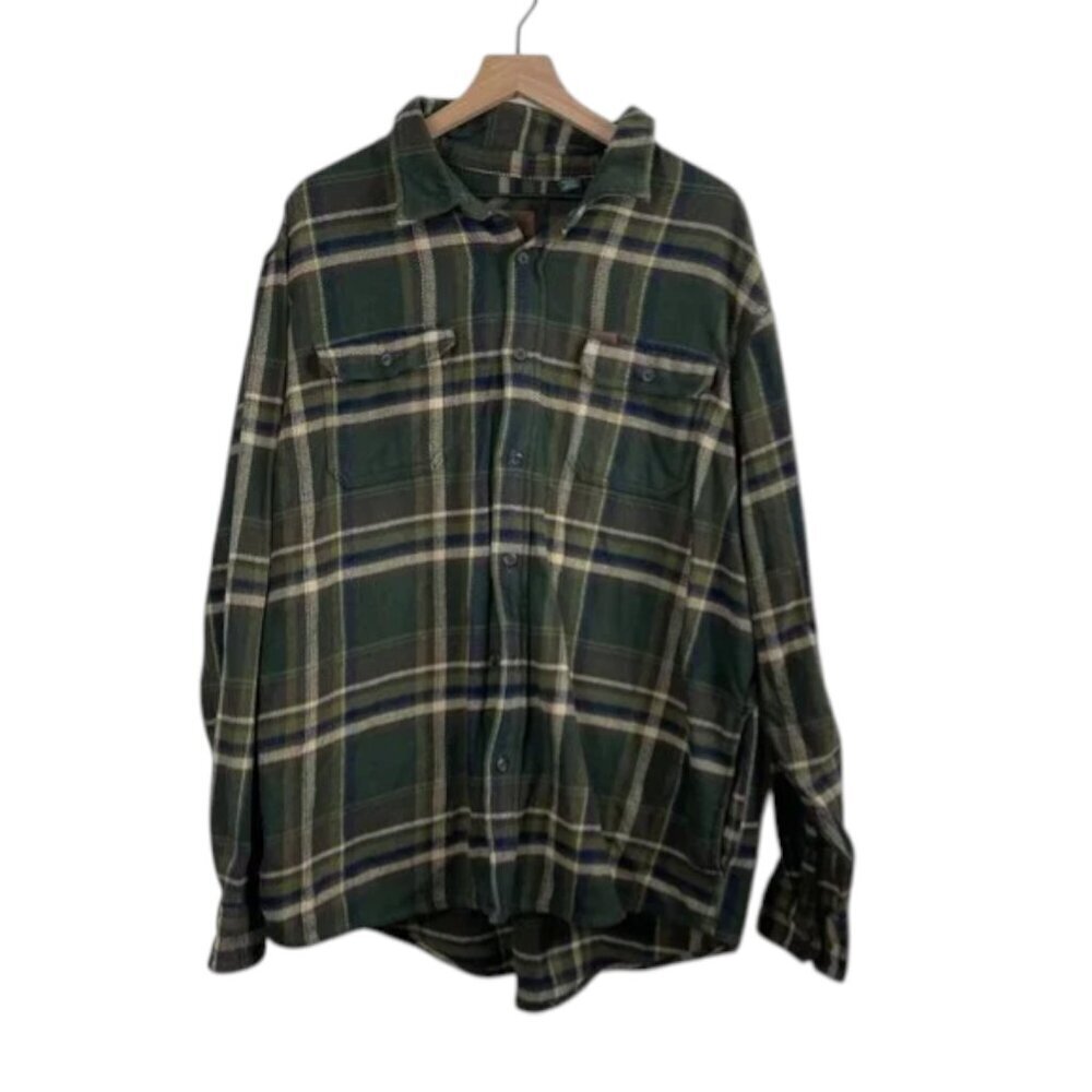 Orvis Men’s Heavyweight Flannel Shirt – XXL Brown/Green Plaid